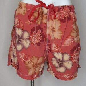 Tommy Bahama Red Orange Tropical Print Swim Trunks Men's L Large